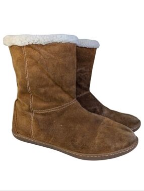 J. Crew Suede Pull On Ankle Boots with Faux Shearling Lining - Size 9